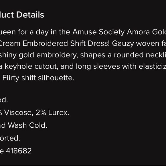 Amuse Society Lulu’s White with Gold Foil Long Sleeve Mini Dress - Picture 7 of 9